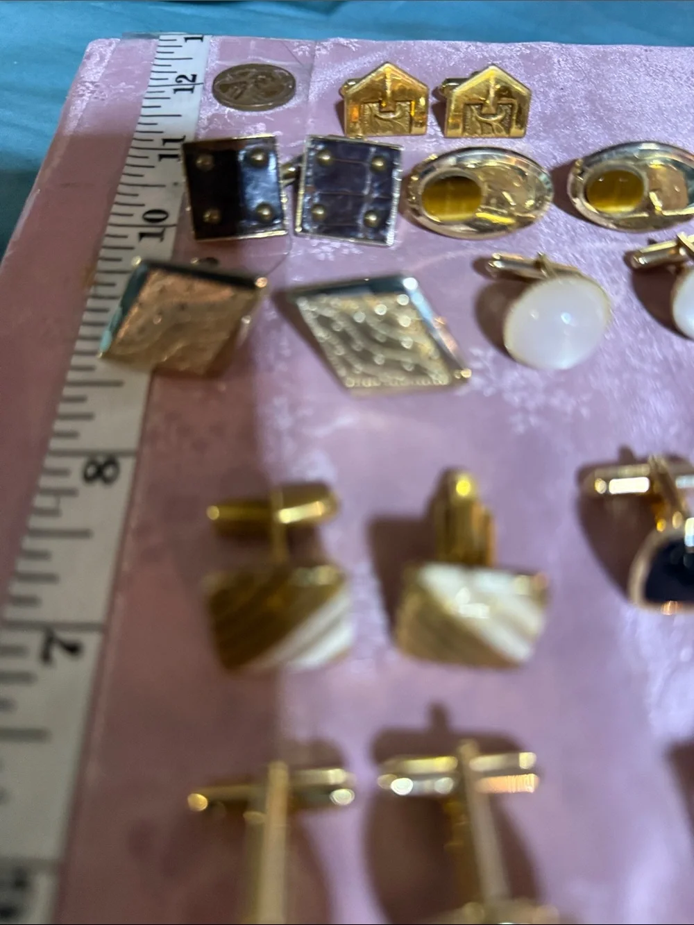Gold-Tone Men's Cufflink Set - Black & White Accents